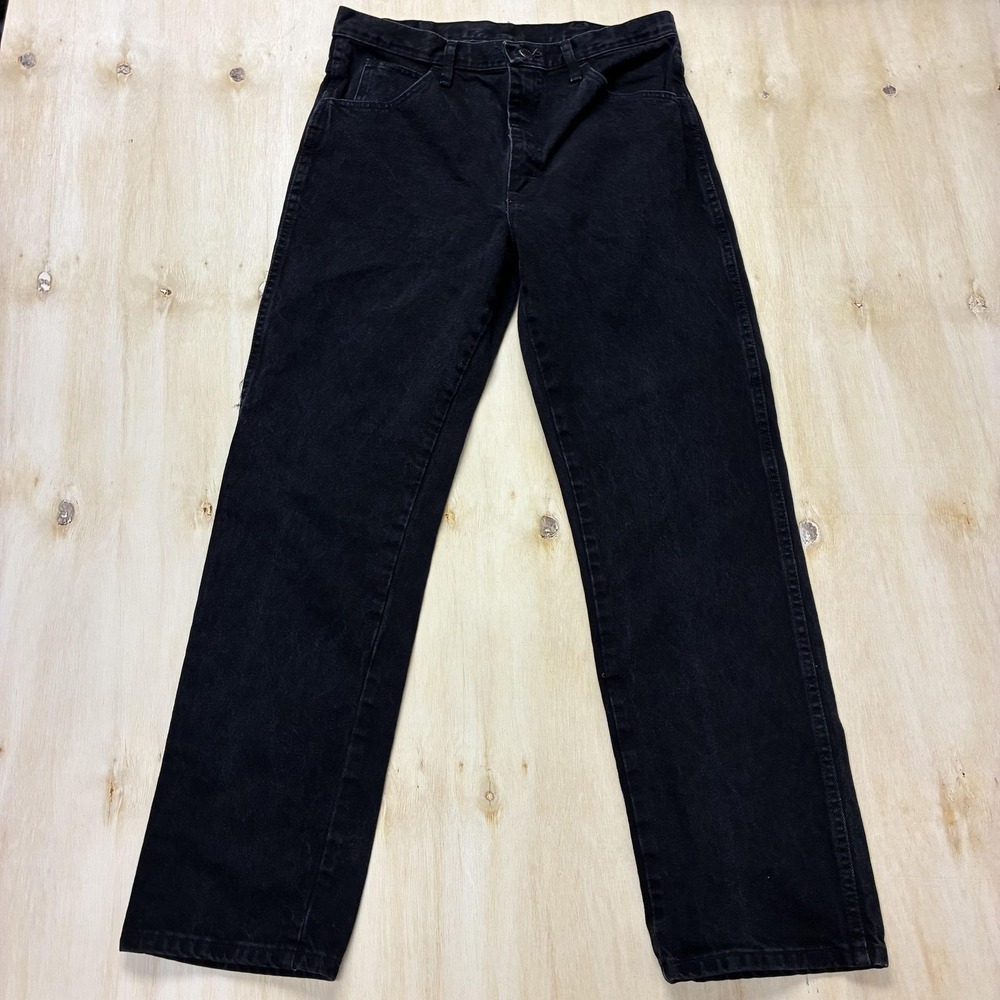 Rustler Jeans Mens 34x32 Black Denim Regular Fit Straight Leg Dark Wash Casual